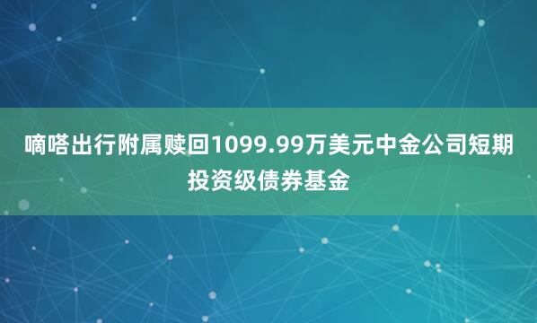嘀嗒出行附属赎回1099.99万美元中金公司短期投资级债券基金