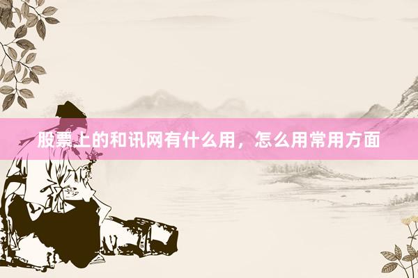 股票上的和讯网有什么用，怎么用常用方面