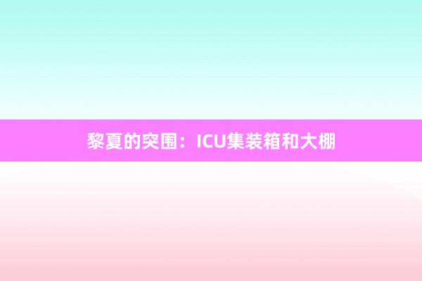 黎夏的突围：ICU集装箱和大棚