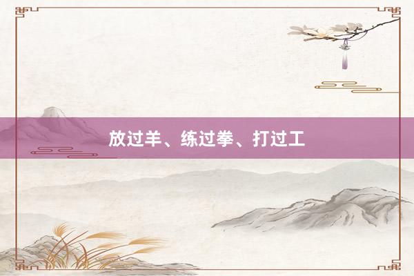 放过羊、练过拳、打过工