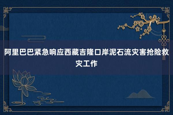 阿里巴巴紧急响应西藏吉隆口岸泥石流灾害抢险救灾工作
