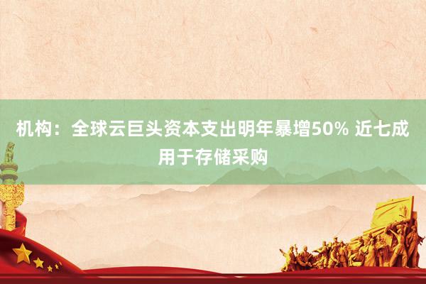 机构：全球云巨头资本支出明年暴增50% 近七成用于存储采购