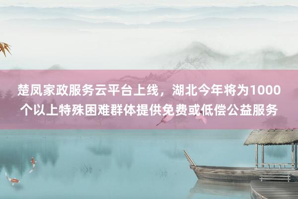 楚凤家政服务云平台上线，湖北今年将为1000个以上特殊困难群体提供免费或低偿公益服务