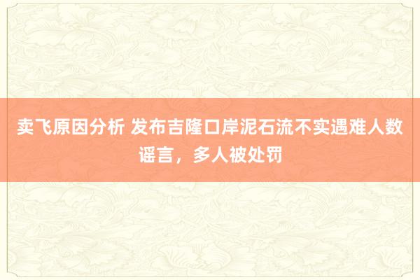 卖飞原因分析 发布吉隆口岸泥石流不实遇难人数谣言，多人被处罚