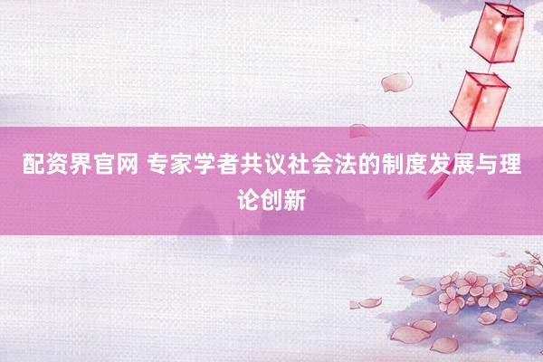 配资界官网 专家学者共议社会法的制度发展与理论创新