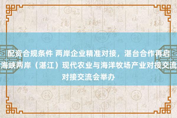 配资合规条件 两岸企业精准对接，湛台合作再启新篇！海峡两岸（湛江）现代农业与海洋牧场产业对接交流会举办
