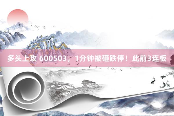 多头上攻 600503，1分钟被砸跌停！此前3连板